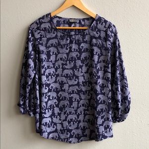 Purple elephant print blouse